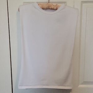 Meladyan | White Solid Cotton Padded Shoulder Sleeveless Tee Vest